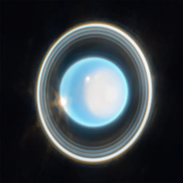Voyager 2が撮影した天王星の後方から見たリング構造